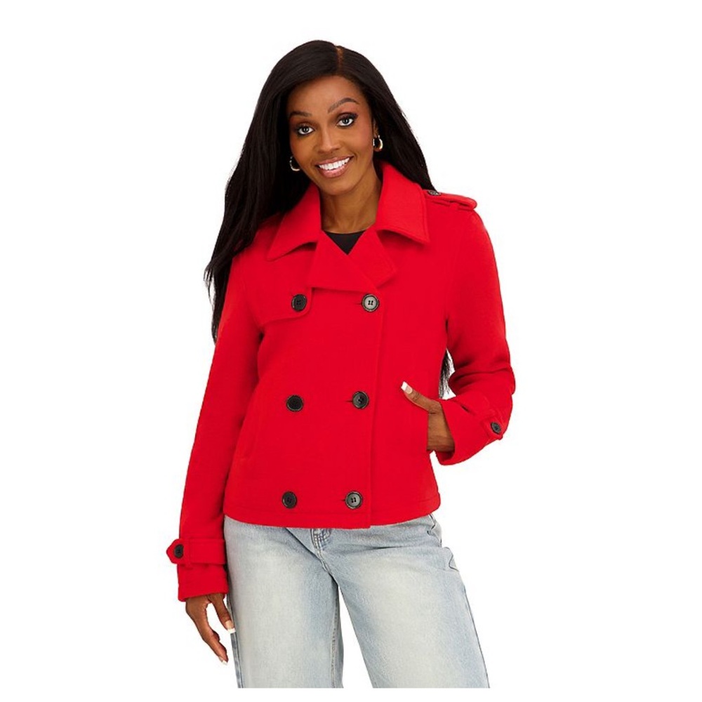 Madden Girl Red Double-Breasted Pea Coat nwt